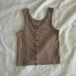 Women's Light Brown Ribbed Tank Top